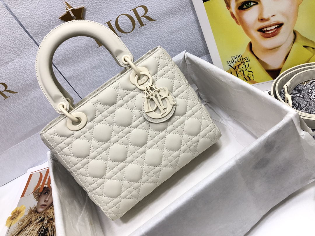 Medium Lady Dior Bag Latte Ultramatte Cannage Calfskin